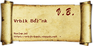 Vrbik Bánk névjegykártya